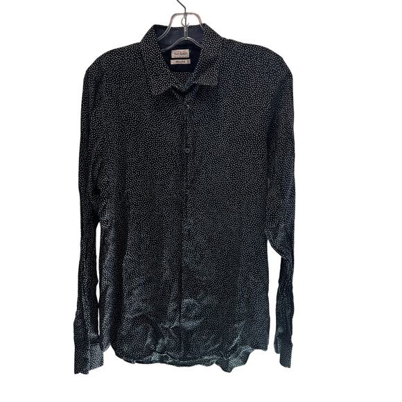 Paul Smith Shirt Womens Small Black Polka Dot Minimalist Chic Style Button‎ Down - Picture 1 of 8